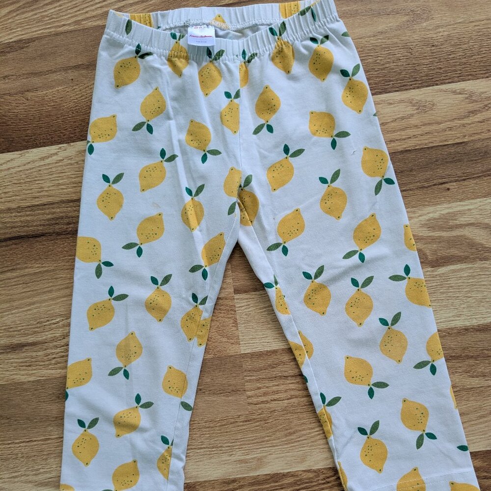 Hanna Andersson Girls Summer Lemons 100% cotton Capri pants  8Y